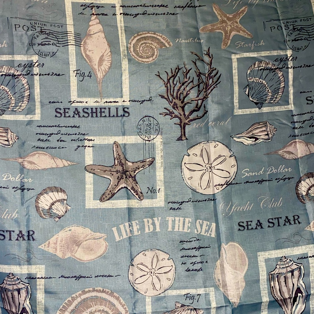 Ocean theme shower curtain and bathroom decor